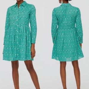 J. Crew Printed Cotton Button Down Long Sleeve Collared Shirt Dress SIZE 4